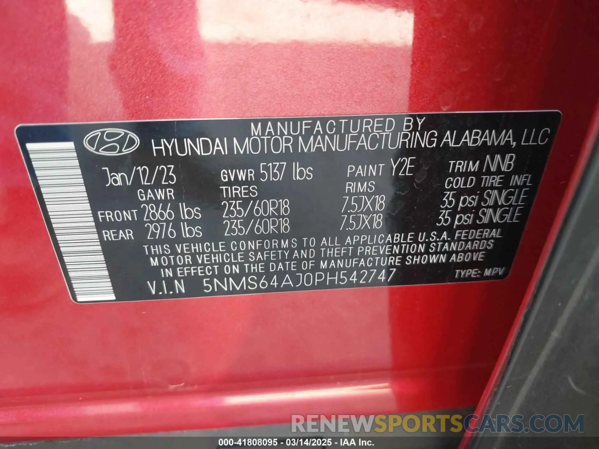 9 Photograph of a damaged car 5NMS64AJ0PH542747 HYUNDAI SANTA FE 2023