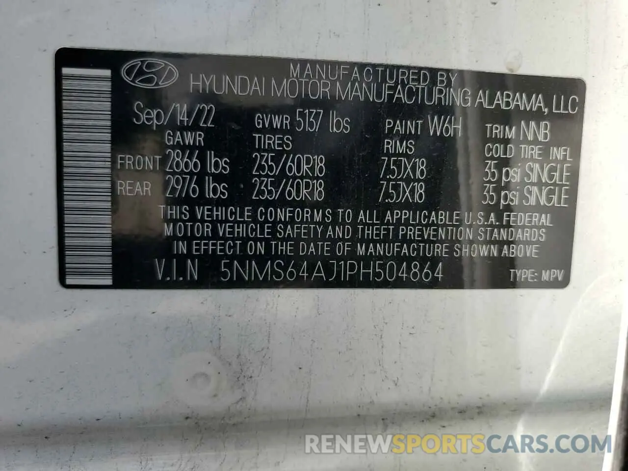 15 Photograph of a damaged car 5NMS64AJ1PH504864 HYUNDAI SANTA FE 2023