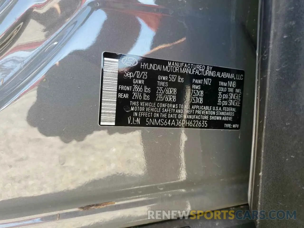 14 Photograph of a damaged car 5NMS64AJ6PH622635 HYUNDAI SANTA FE 2023