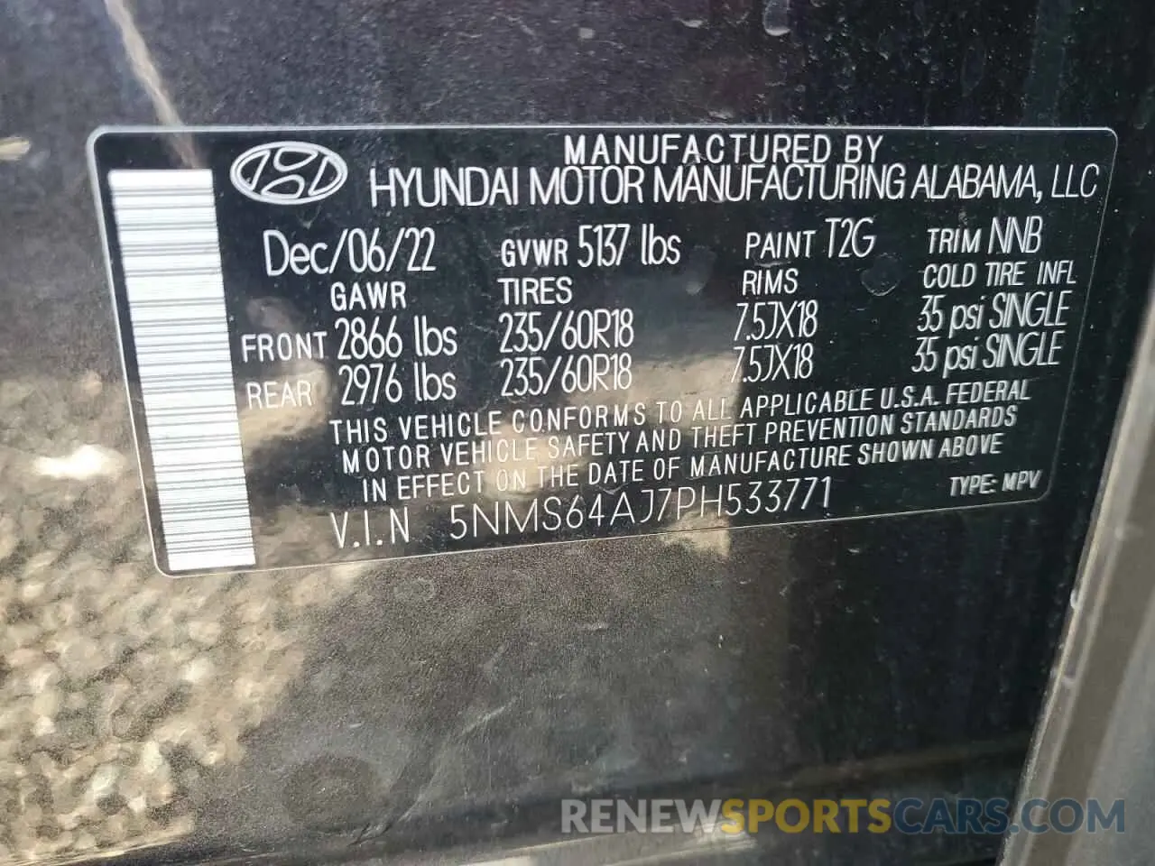 14 Photograph of a damaged car 5NMS64AJ7PH533771 HYUNDAI SANTA FE 2023