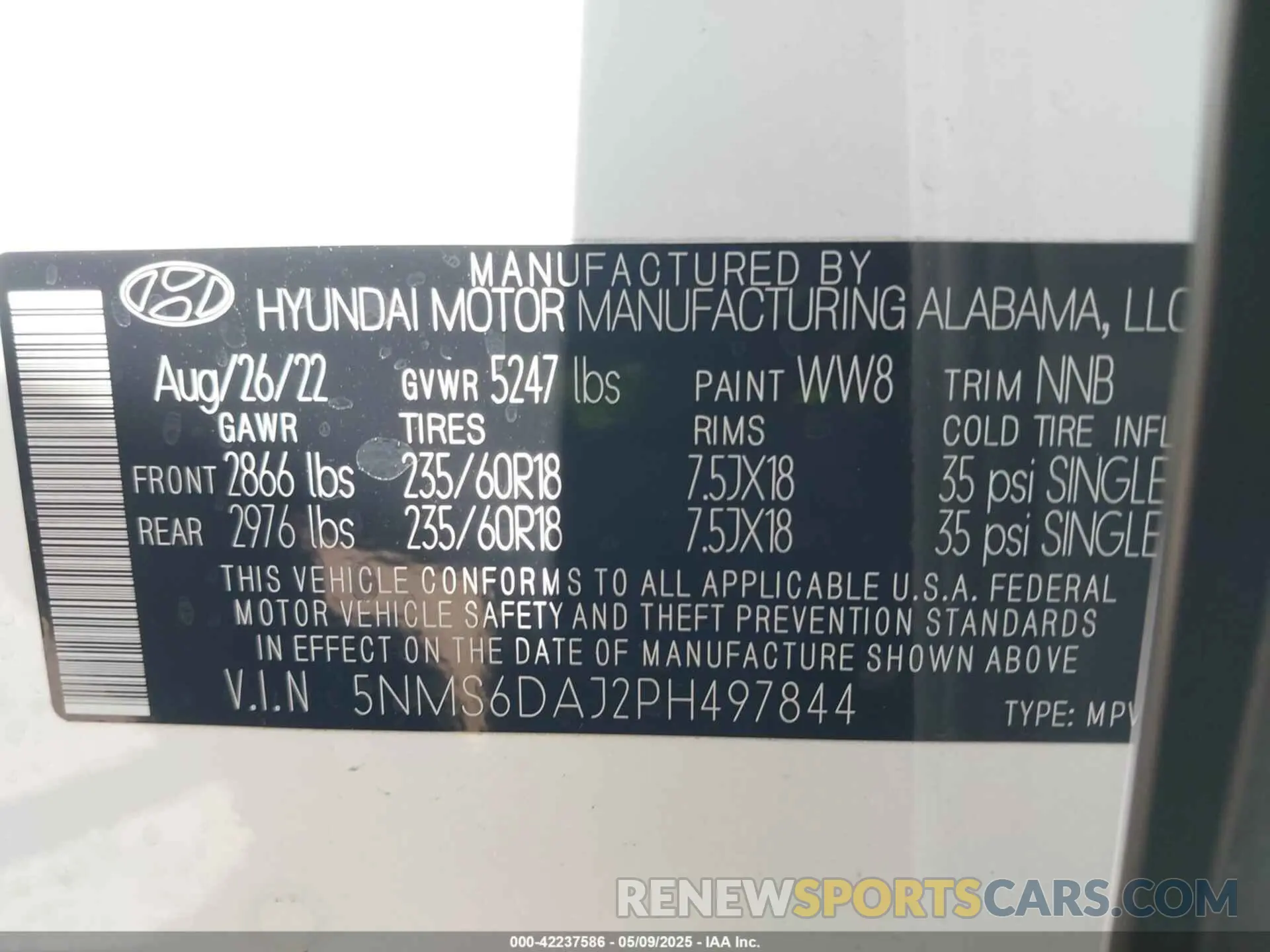 9 Photograph of a damaged car 5NMS6DAJ2PH497844 HYUNDAI SANTA FE 2023