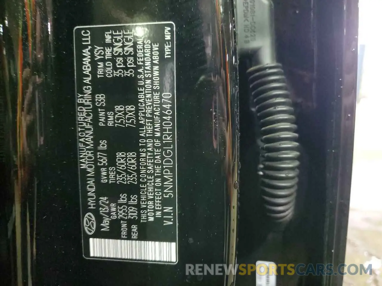 14 Photograph of a damaged car 5NMP1DGL1RH046470 HYUNDAI SANTA FE 2024