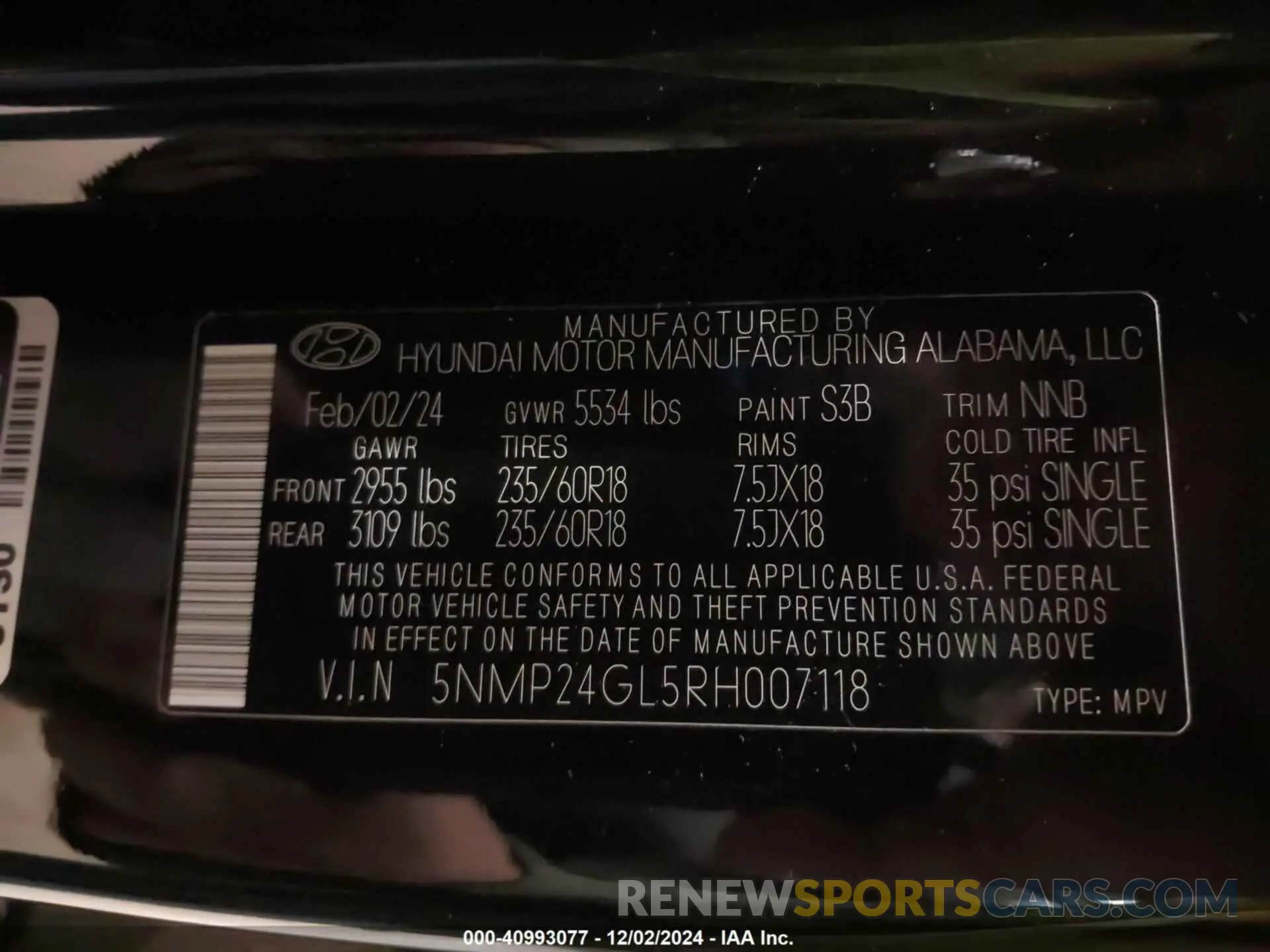 9 Photograph of a damaged car 5NMP24GL5RH007118 HYUNDAI SANTA FE 2024
