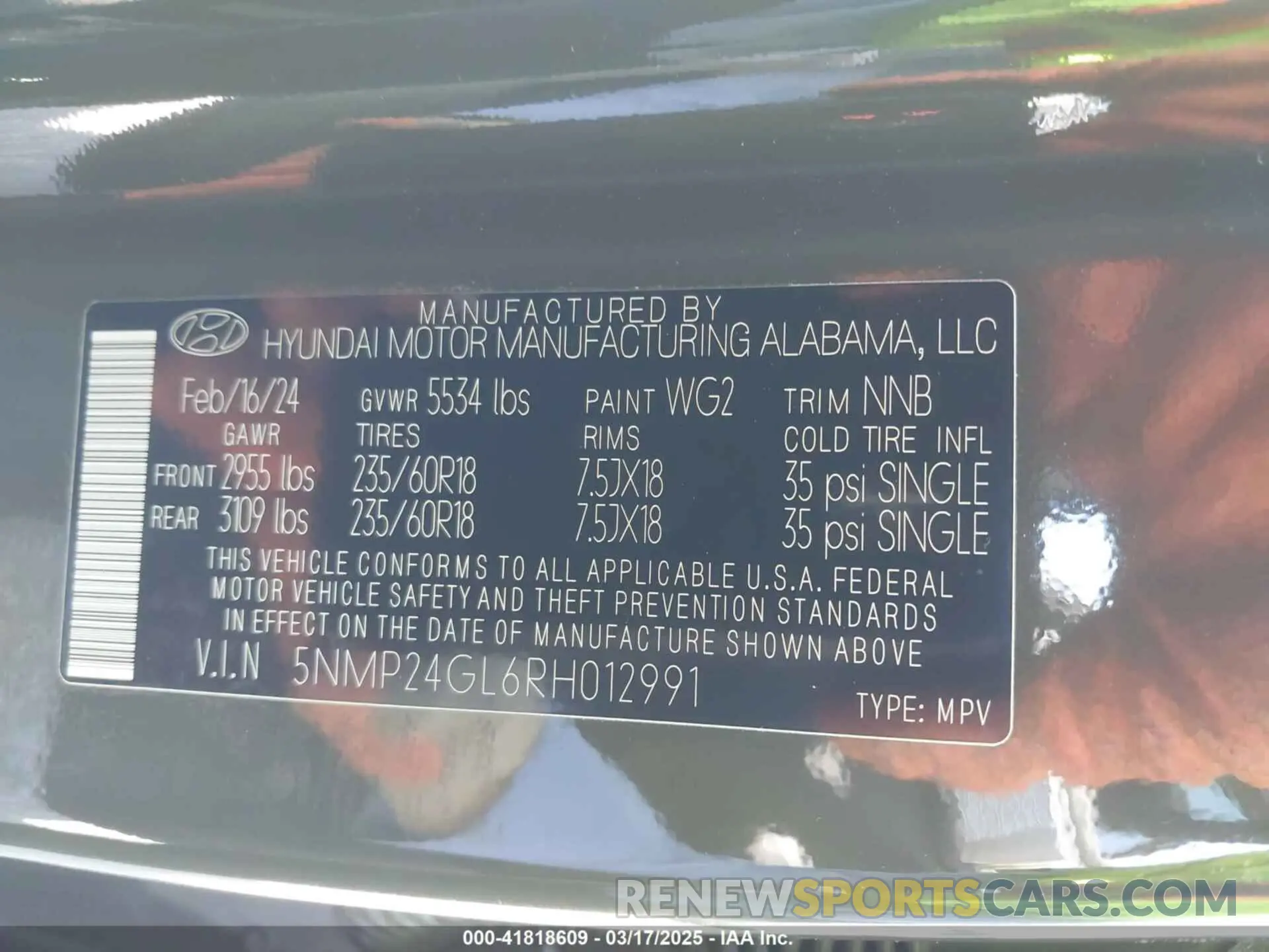 9 Photograph of a damaged car 5NMP24GL6RH012991 HYUNDAI SANTA FE 2024