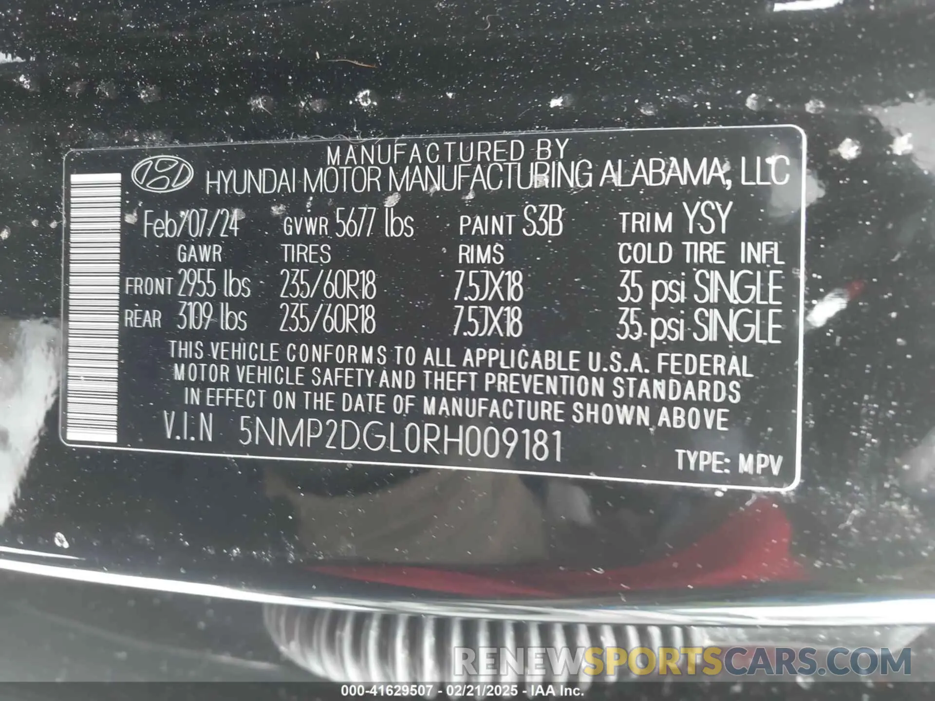 9 Photograph of a damaged car 5NMP2DGL0RH009181 HYUNDAI SANTA FE 2024