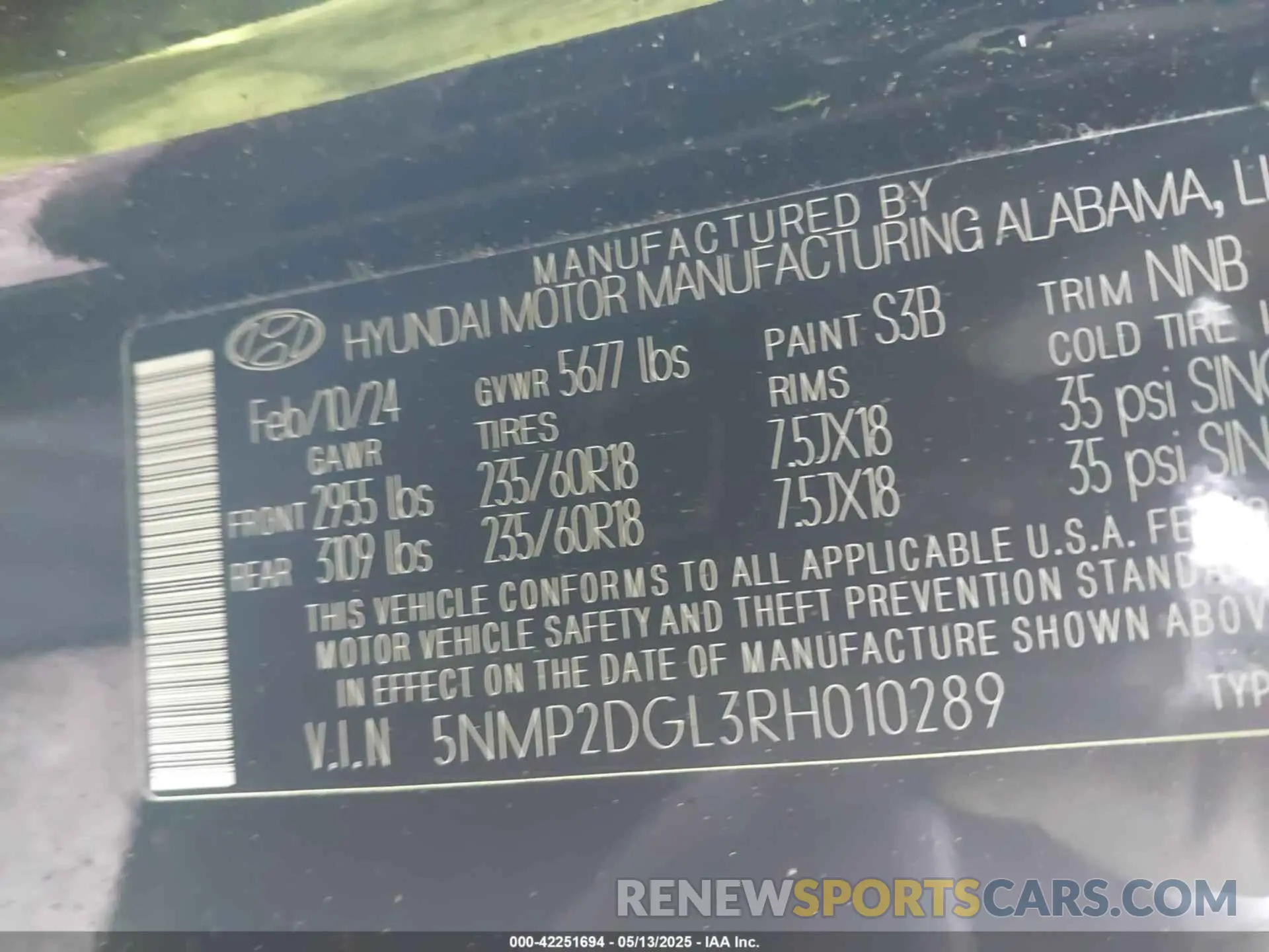 9 Photograph of a damaged car 5NMP2DGL3RH010289 HYUNDAI SANTA FE 2024