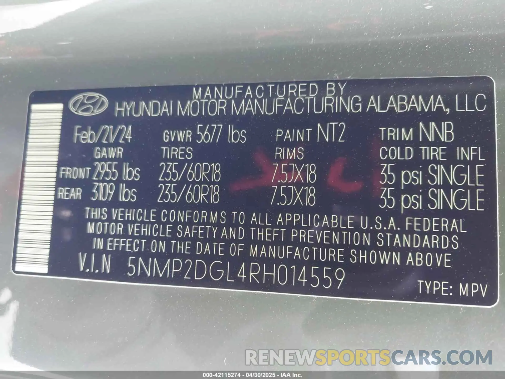 9 Photograph of a damaged car 5NMP2DGL4RH014559 HYUNDAI SANTA FE 2024