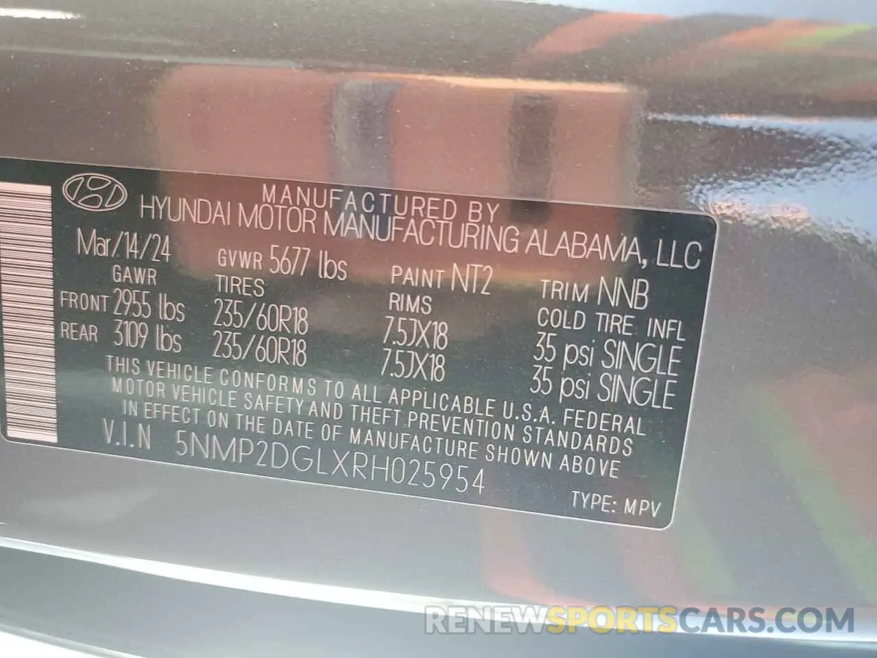 13 Photograph of a damaged car 5NMP2DGLXRH025954 HYUNDAI SANTA FE 2024