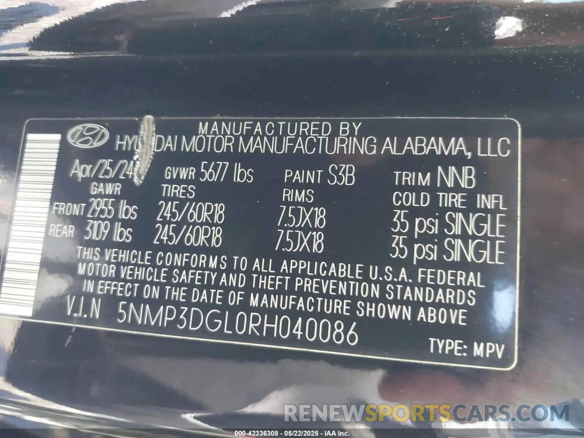 9 Photograph of a damaged car 5NMP3DGL0RH040086 HYUNDAI SANTA FE 2024