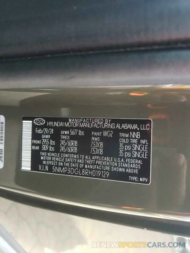 16 Photograph of a damaged car 5NMP3DGL8RH019129 HYUNDAI SANTA FE 2024