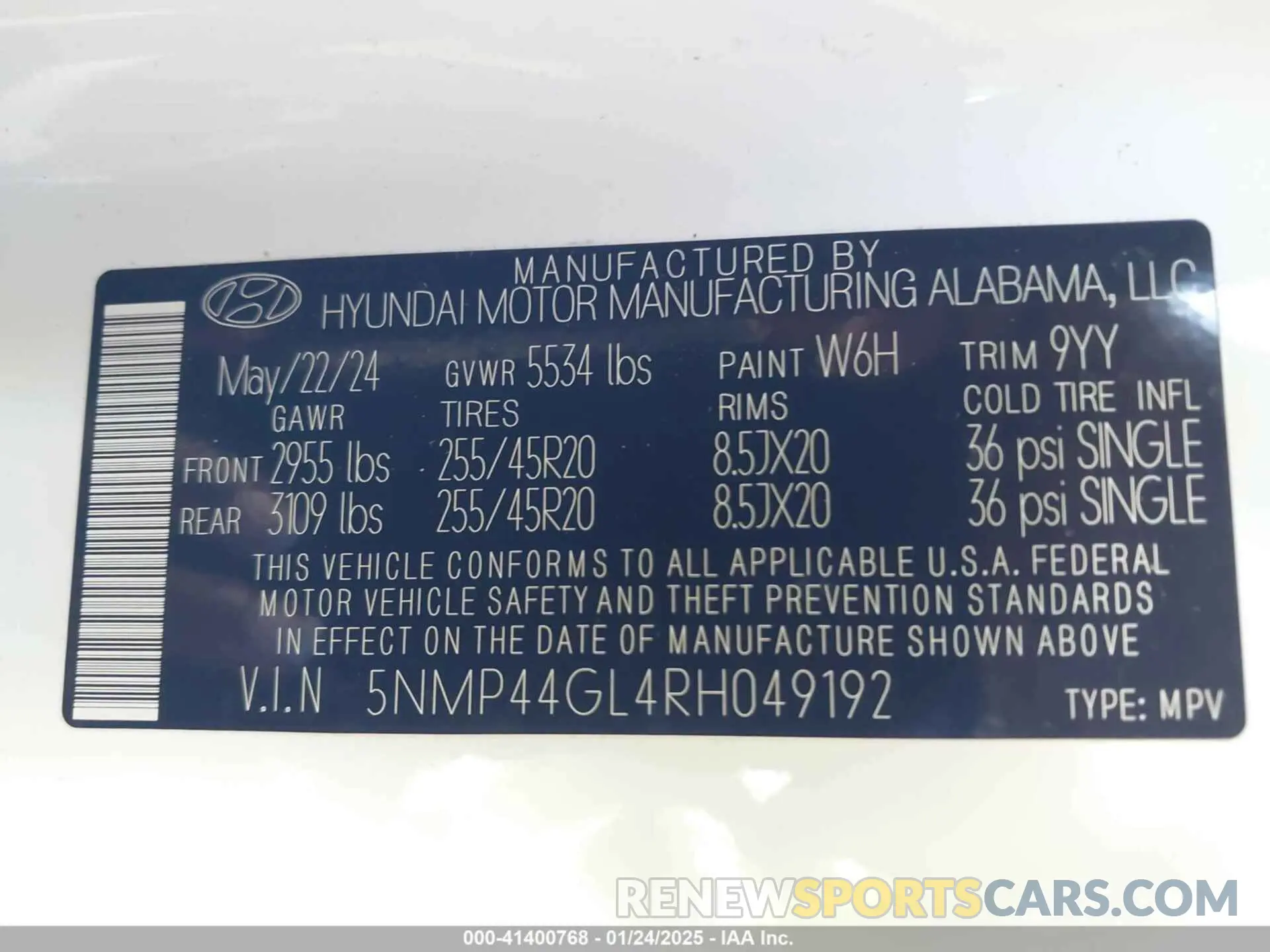 9 Photograph of a damaged car 5NMP44GL4RH049192 HYUNDAI SANTA FE 2024