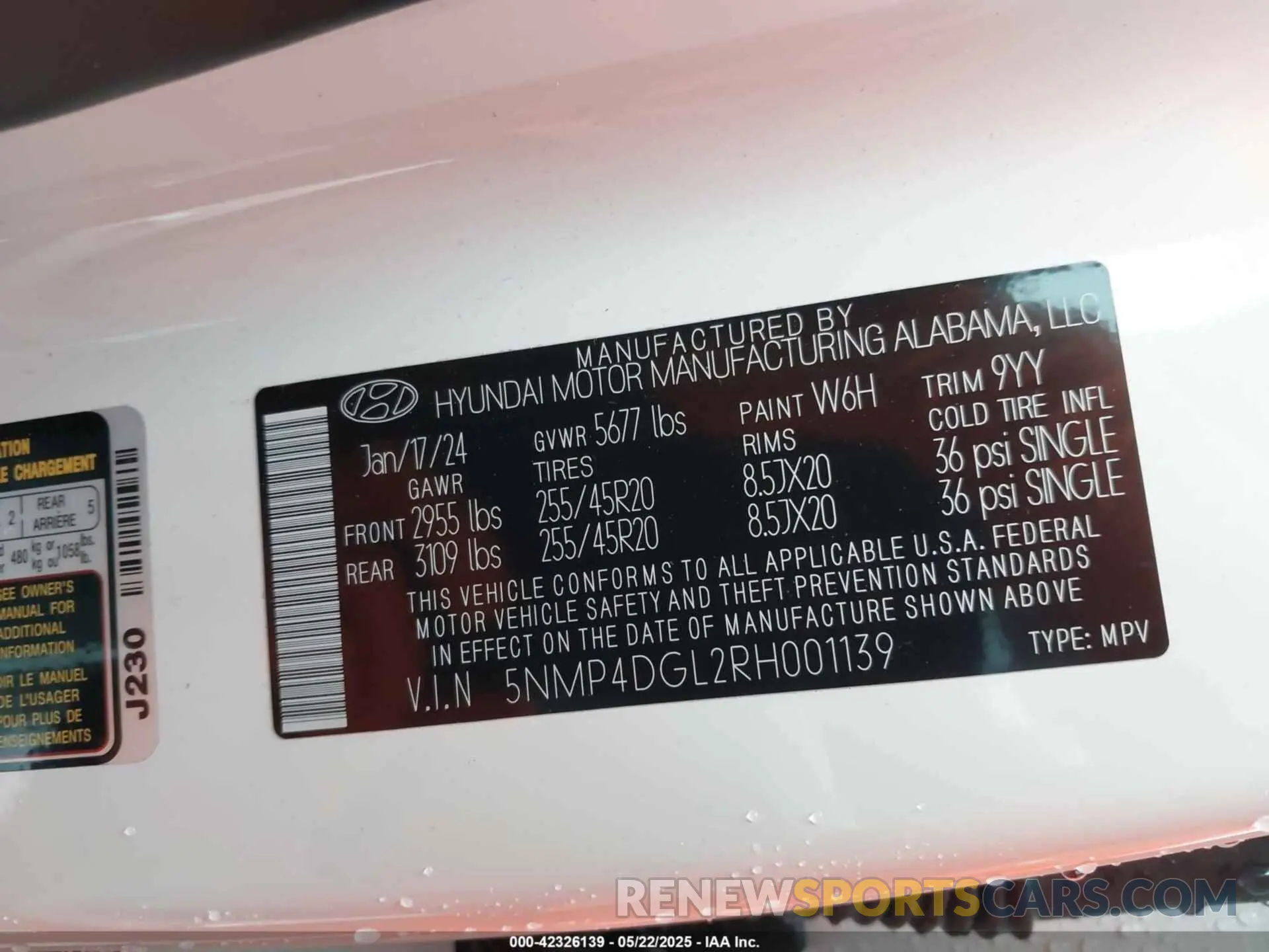 9 Photograph of a damaged car 5NMP4DGL2RH001139 HYUNDAI SANTA FE 2024