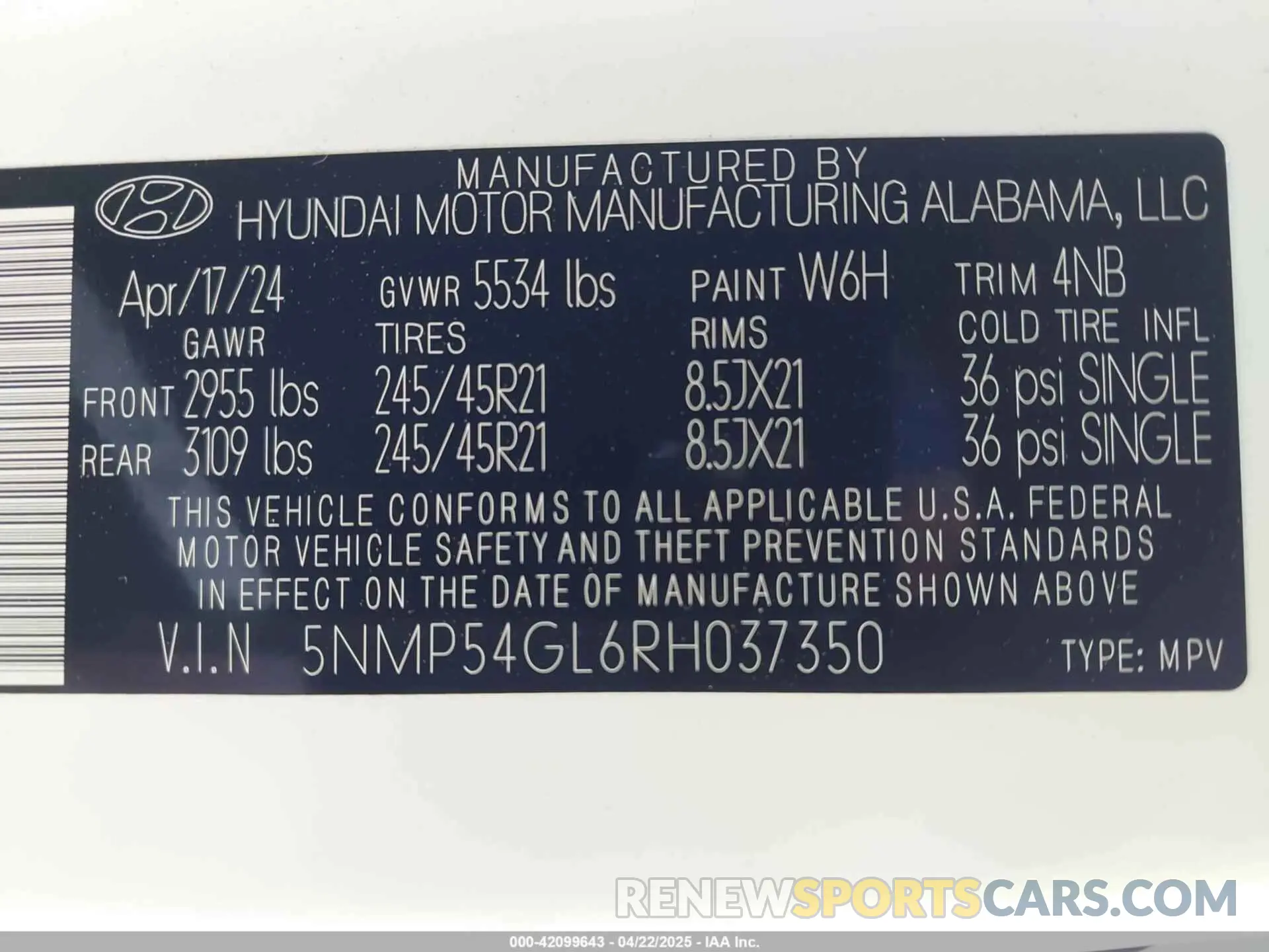 9 Photograph of a damaged car 5NMP54GL6RH037350 HYUNDAI SANTA FE 2024