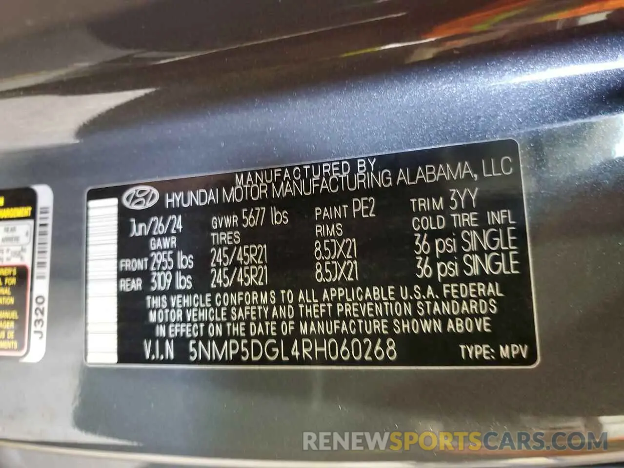 14 Photograph of a damaged car 5NMP5DGL4RH060268 HYUNDAI SANTA FE 2024