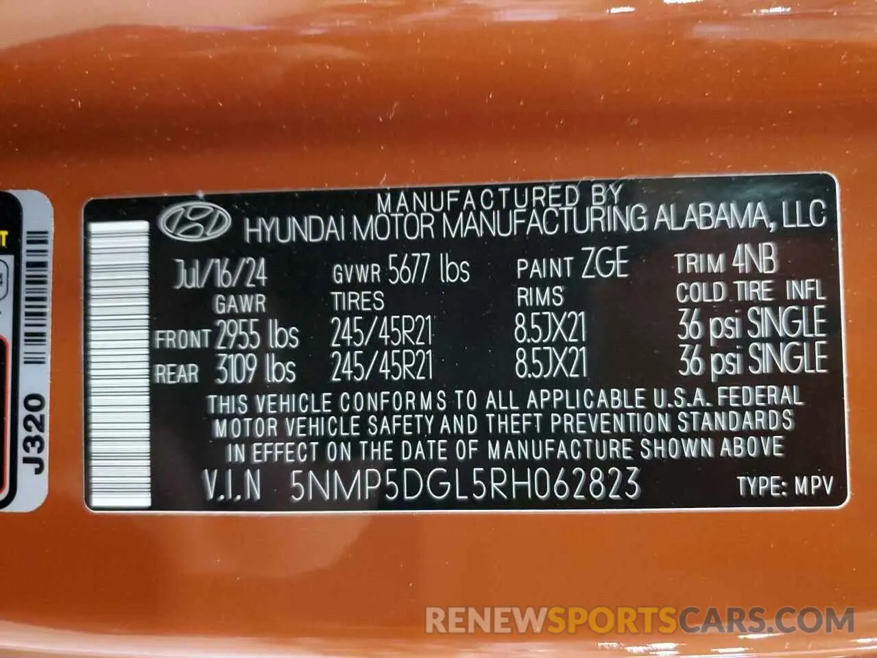 13 Photograph of a damaged car 5NMP5DGL5RH062823 HYUNDAI SANTA FE 2024