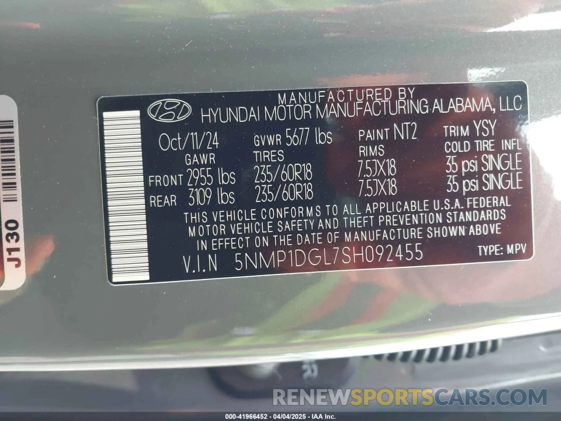 9 Photograph of a damaged car 5NMP1DGL7SH092455 HYUNDAI SANTA FE 2025