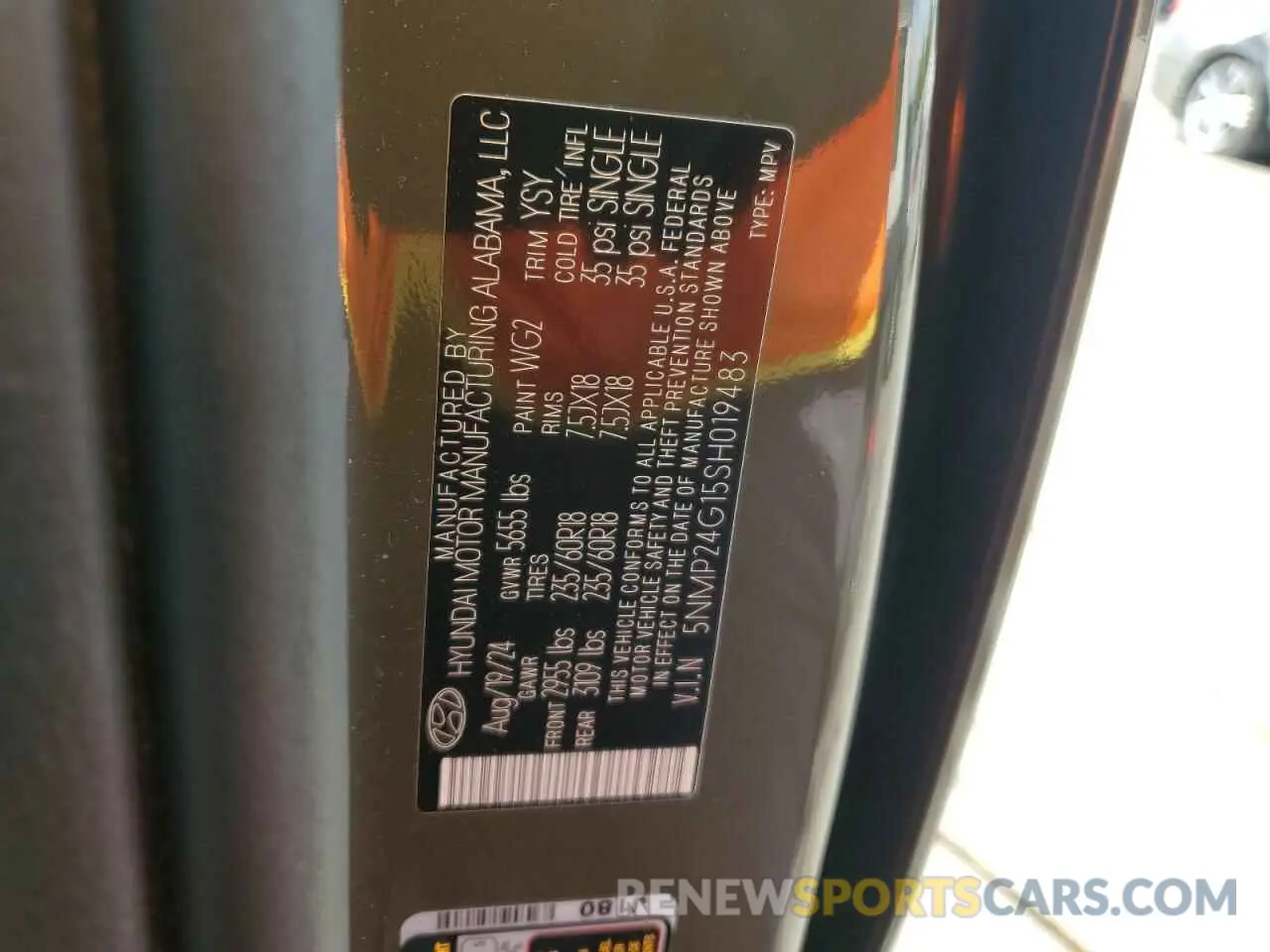 13 Photograph of a damaged car 5NMP24G15SH019483 HYUNDAI SANTA FE 2025