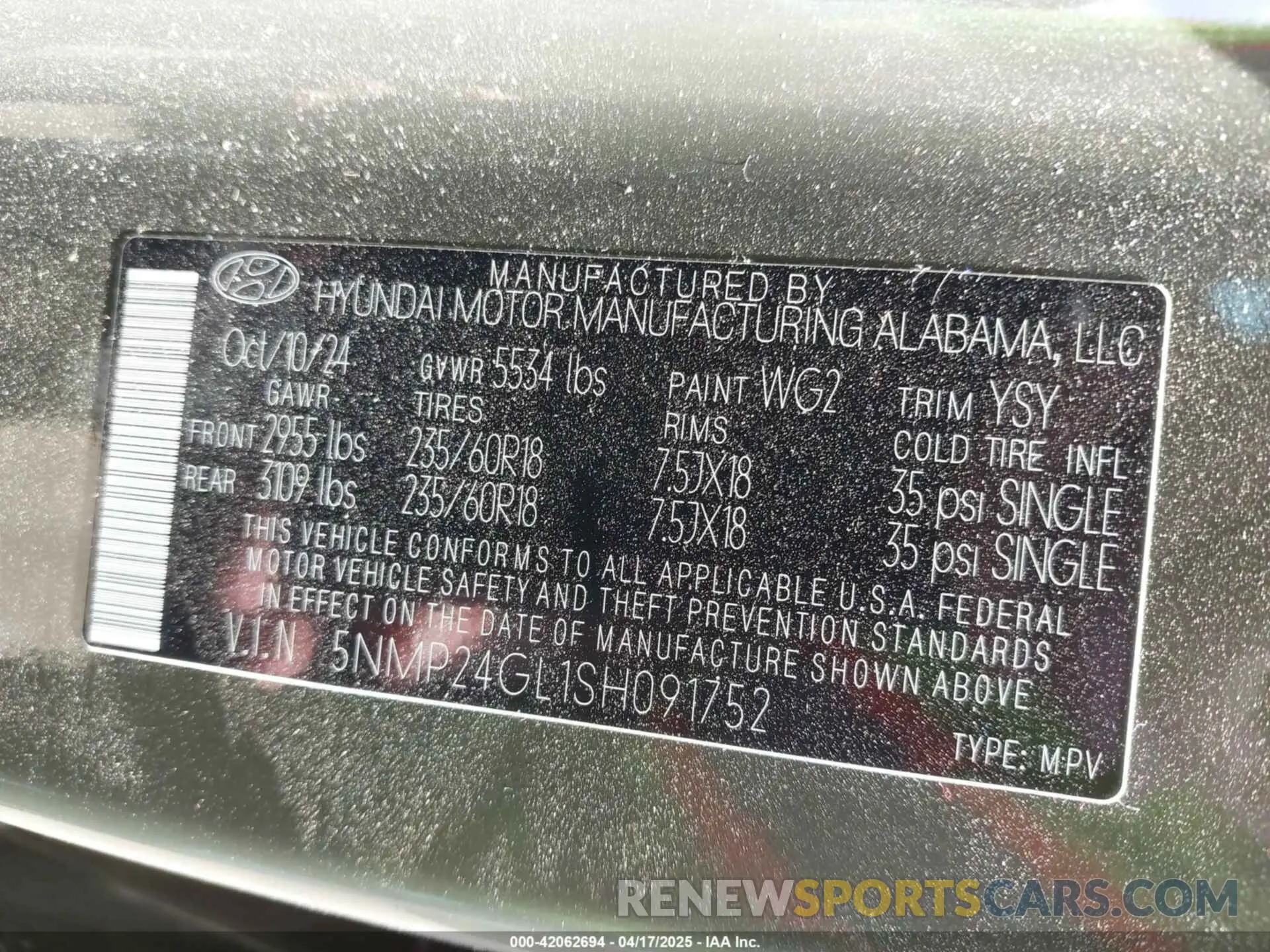 9 Photograph of a damaged car 5NMP24GL1SH091752 HYUNDAI SANTA FE 2025