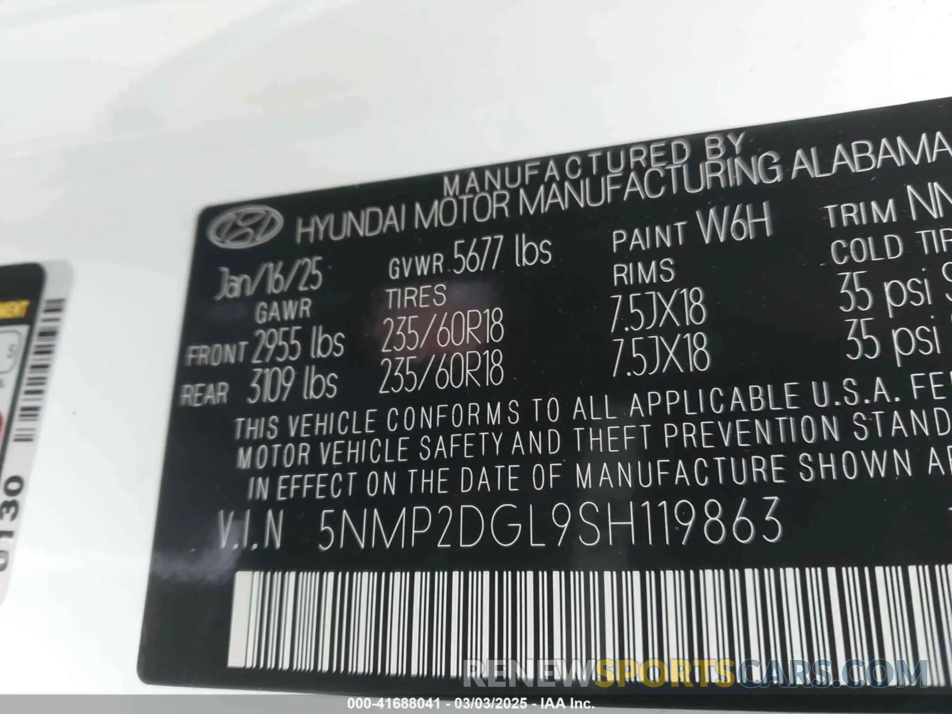9 Photograph of a damaged car 5NMP2DGL9SH119863 HYUNDAI SANTA FE 2025