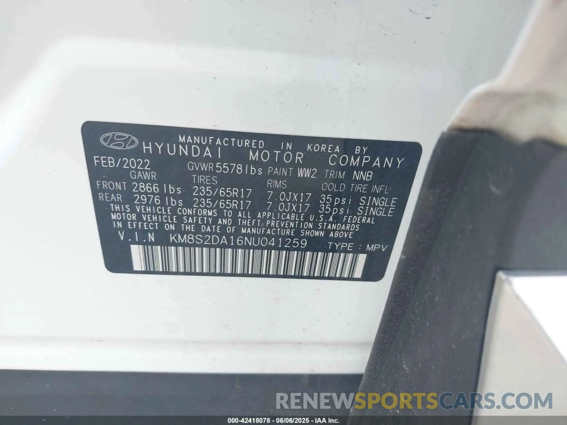 9 Photograph of a damaged car KM8S2DA16NU041259 HYUNDAI SANTA FE HYBRID 2022