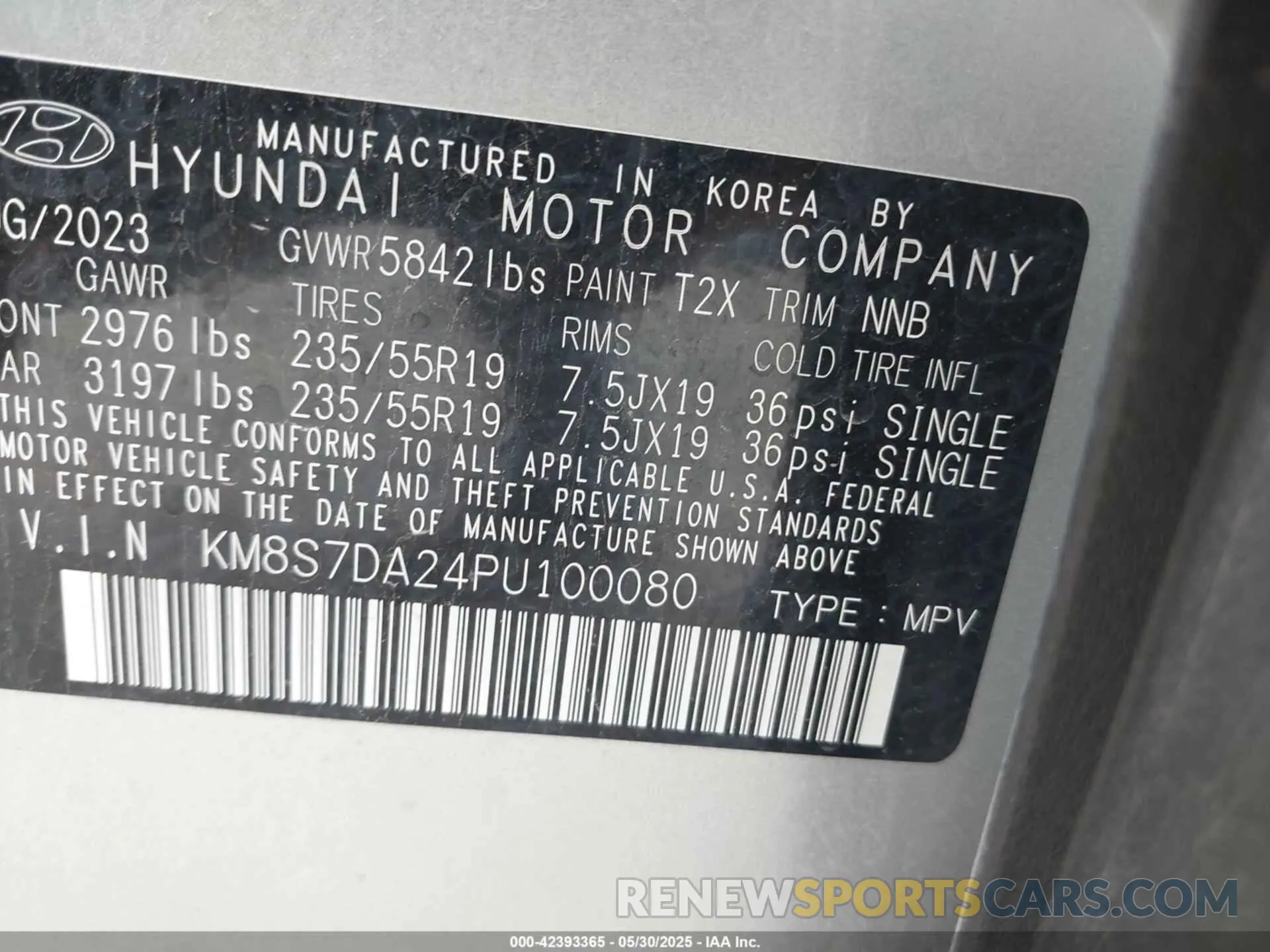 9 Photograph of a damaged car KM8S7DA24PU100080 HYUNDAI SANTA FE PLUG-IN HYBRID 2023