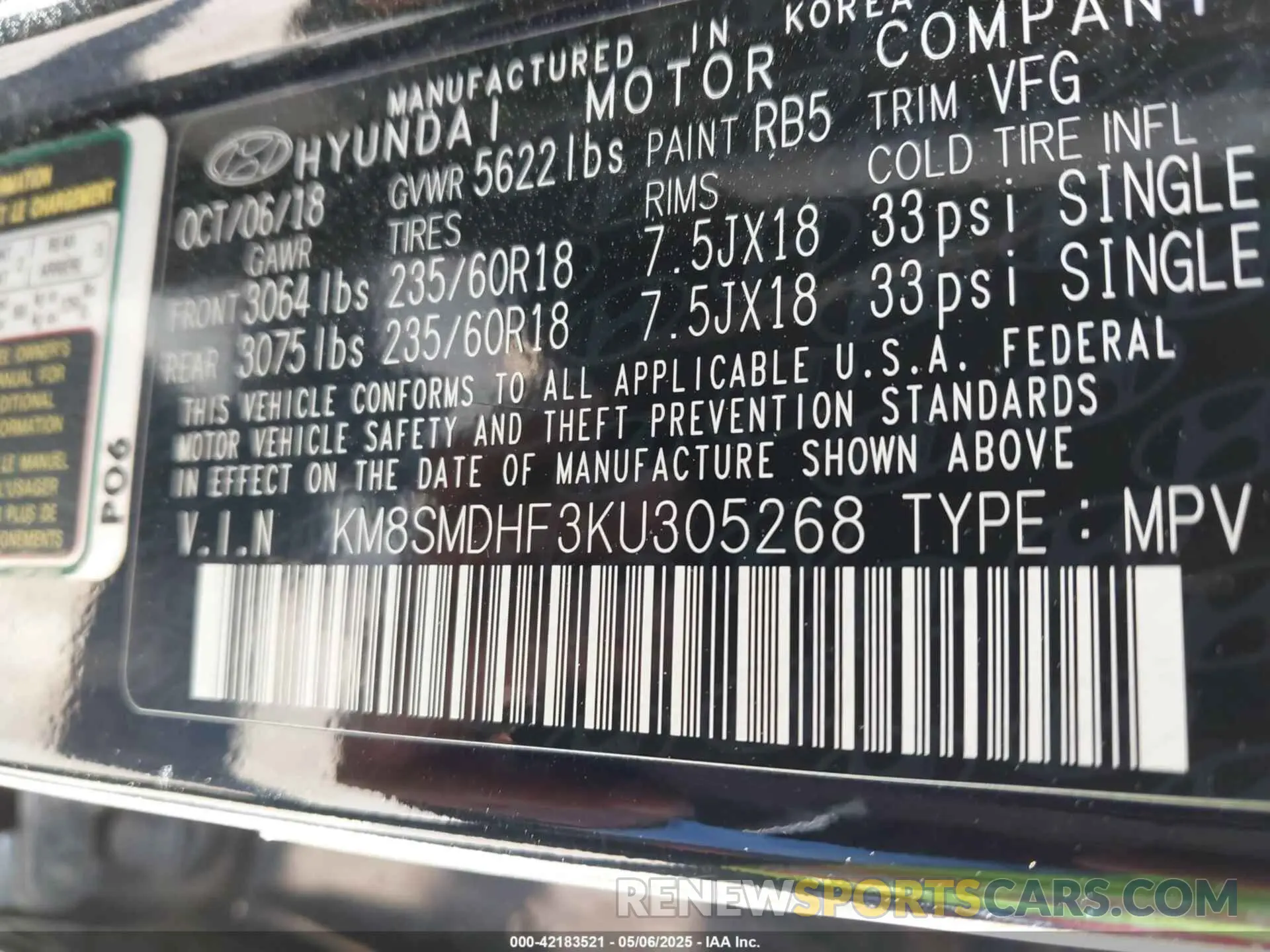 9 Photograph of a damaged car KM8SMDHF3KU305268 HYUNDAI SANTA FE XL 2019
