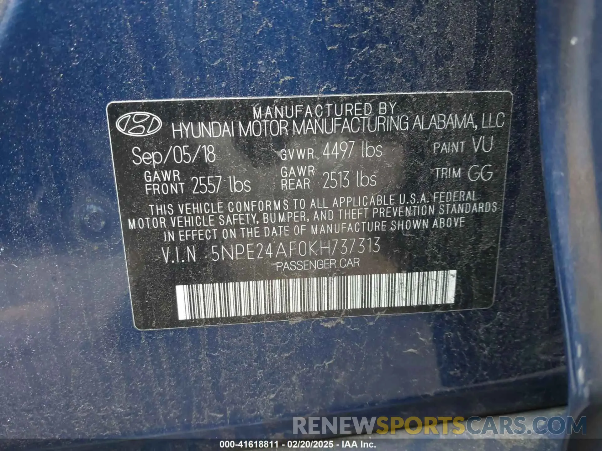 9 Photograph of a damaged car 5NPE24AF0KH737313 HYUNDAI SONATA 2019