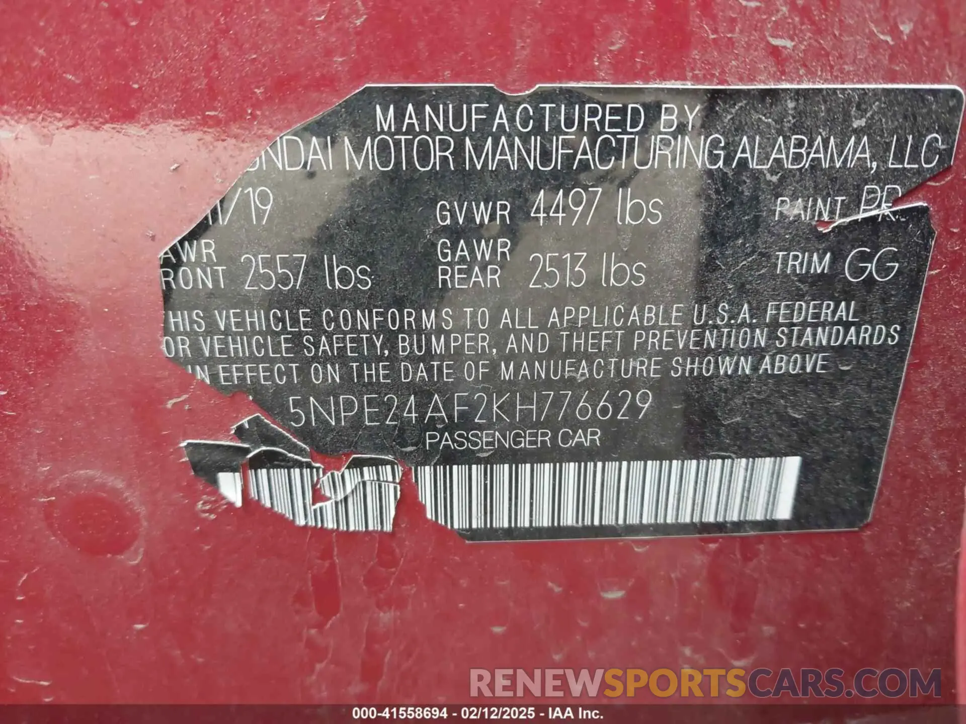 9 Photograph of a damaged car 5NPE24AF2KH776629 HYUNDAI SONATA 2019