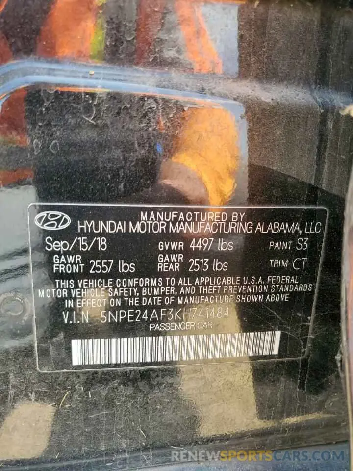 13 Photograph of a damaged car 5NPE24AF3KH741484 HYUNDAI SONATA 2019