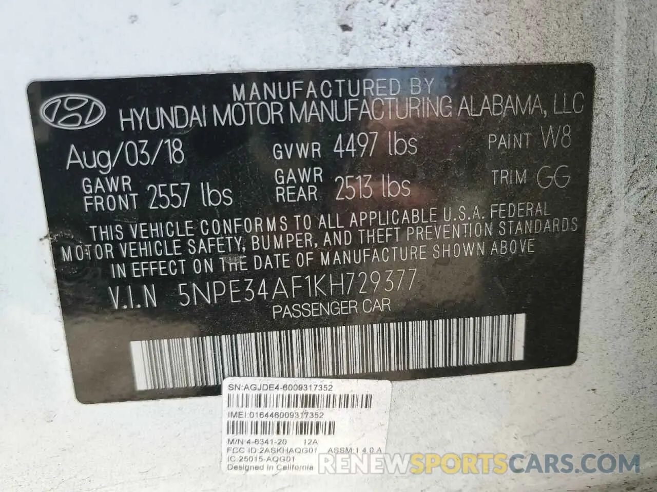 12 Photograph of a damaged car 5NPE34AF1KH729377 HYUNDAI SONATA 2019