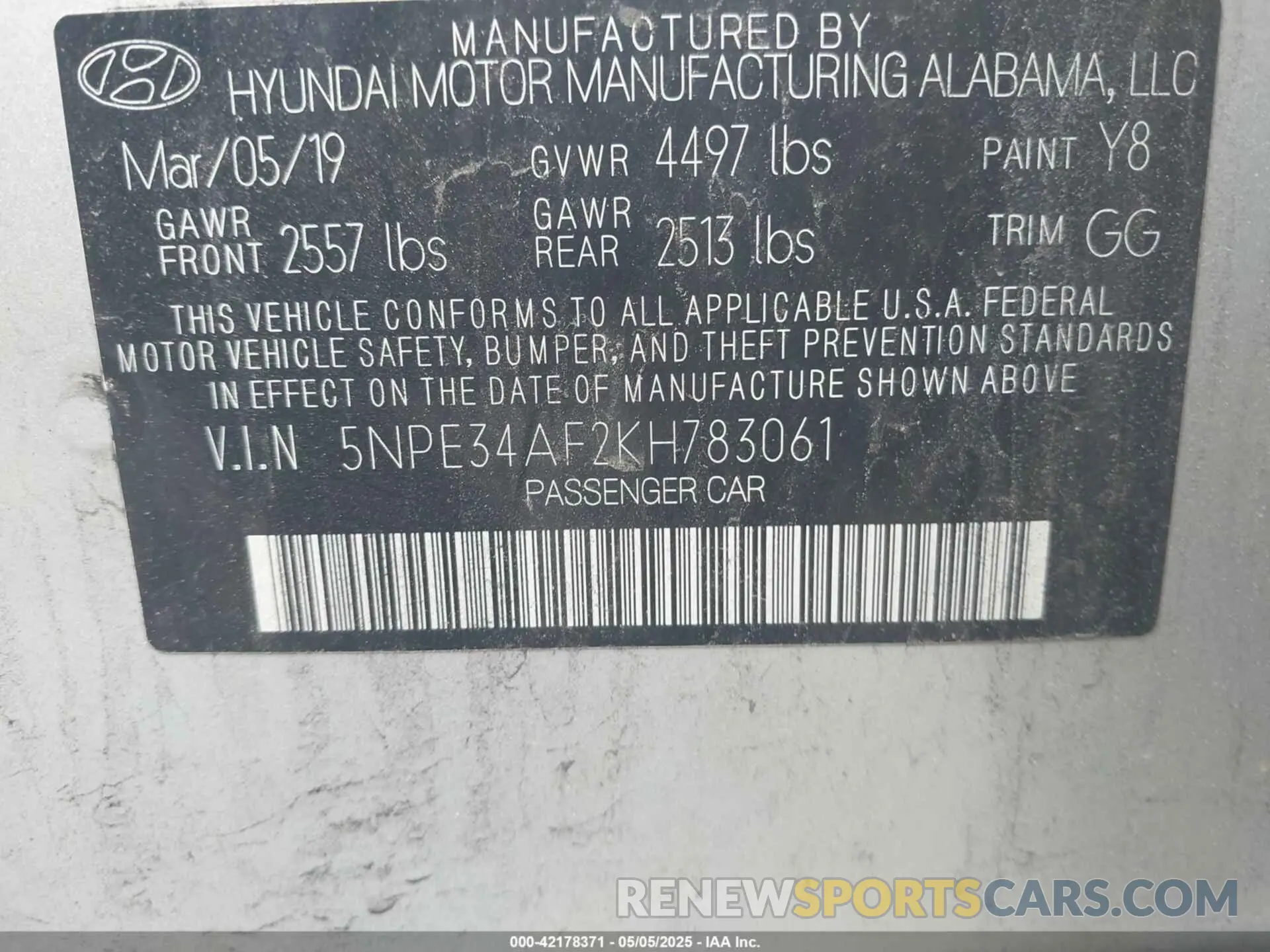 9 Photograph of a damaged car 5NPE34AF2KH783061 HYUNDAI SONATA 2019