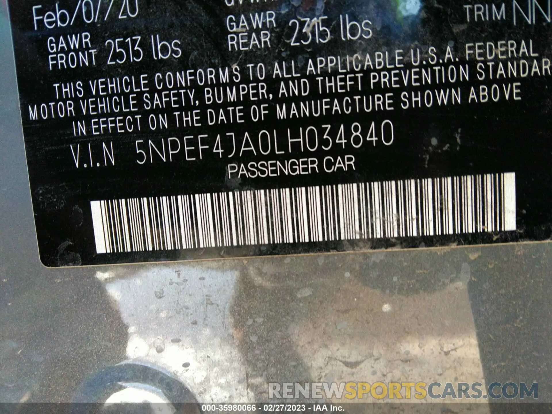 9 Photograph of a damaged car 5NPEF4JA0LH034840 HYUNDAI SONATA 2020