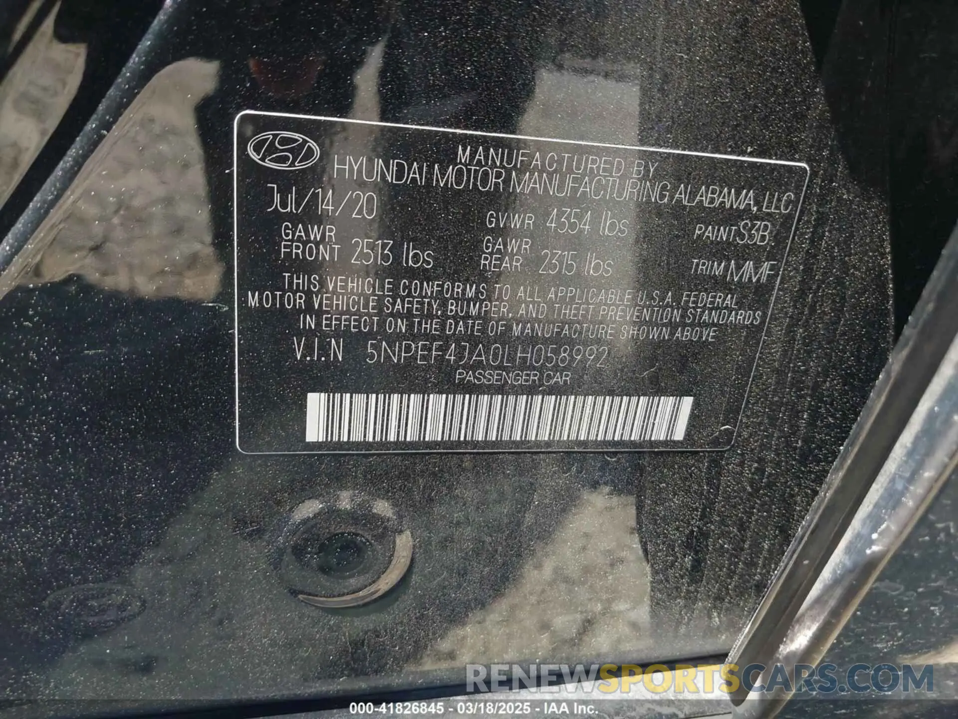 9 Photograph of a damaged car 5NPEF4JA0LH058992 HYUNDAI SONATA 2020