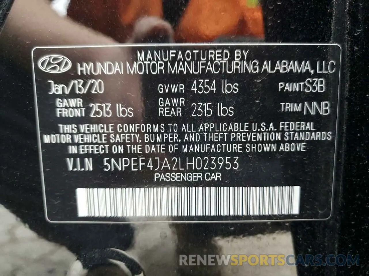 12 Photograph of a damaged car 5NPEF4JA2LH023953 HYUNDAI SONATA 2020