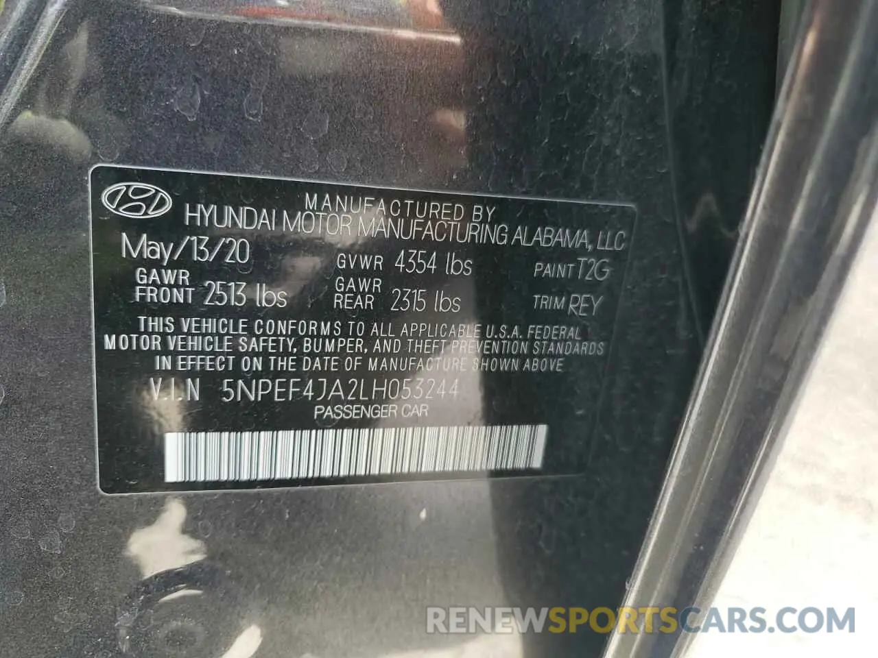 12 Photograph of a damaged car 5NPEF4JA2LH053244 HYUNDAI SONATA 2020
