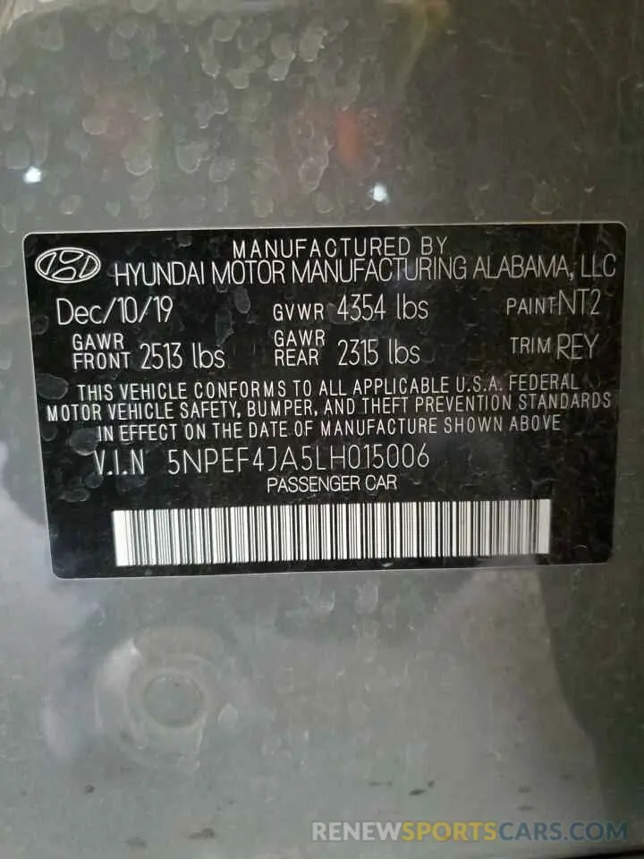 14 Photograph of a damaged car 5NPEF4JA5LH015006 HYUNDAI SONATA 2020