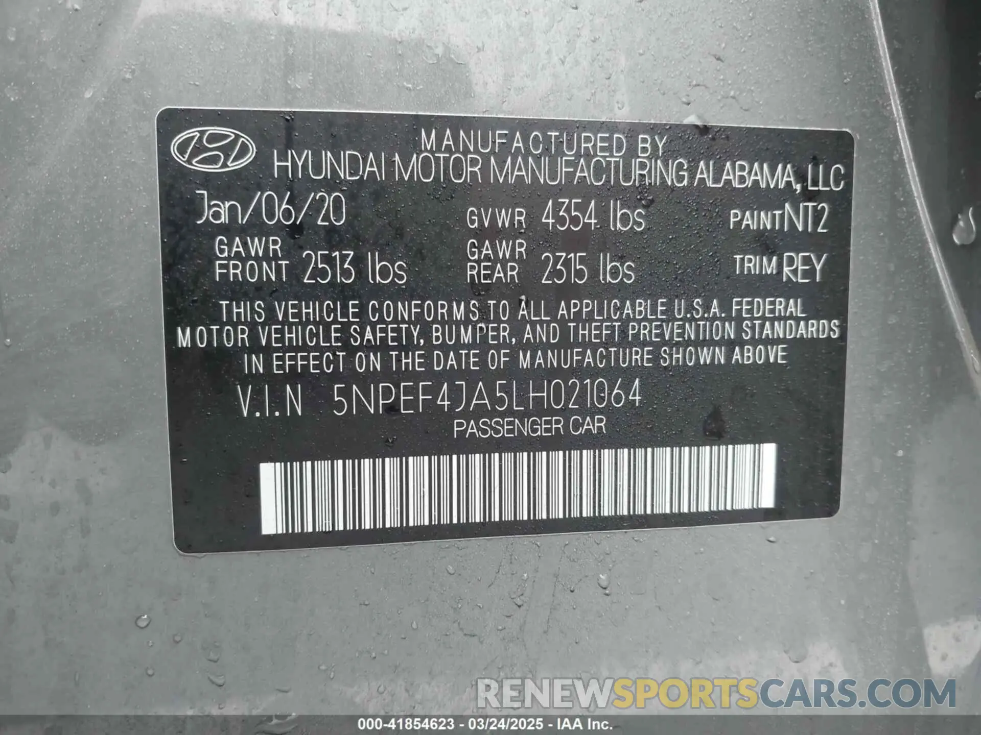 9 Photograph of a damaged car 5NPEF4JA5LH021064 HYUNDAI SONATA 2020