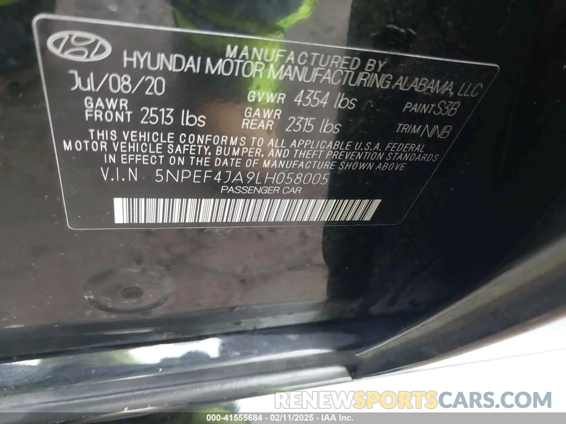 9 Photograph of a damaged car 5NPEF4JA9LH058005 HYUNDAI SONATA 2020