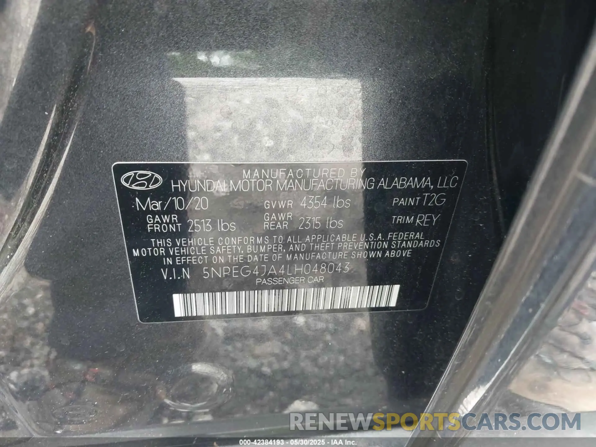 9 Photograph of a damaged car 5NPEG4JA4LH048043 HYUNDAI SONATA 2020