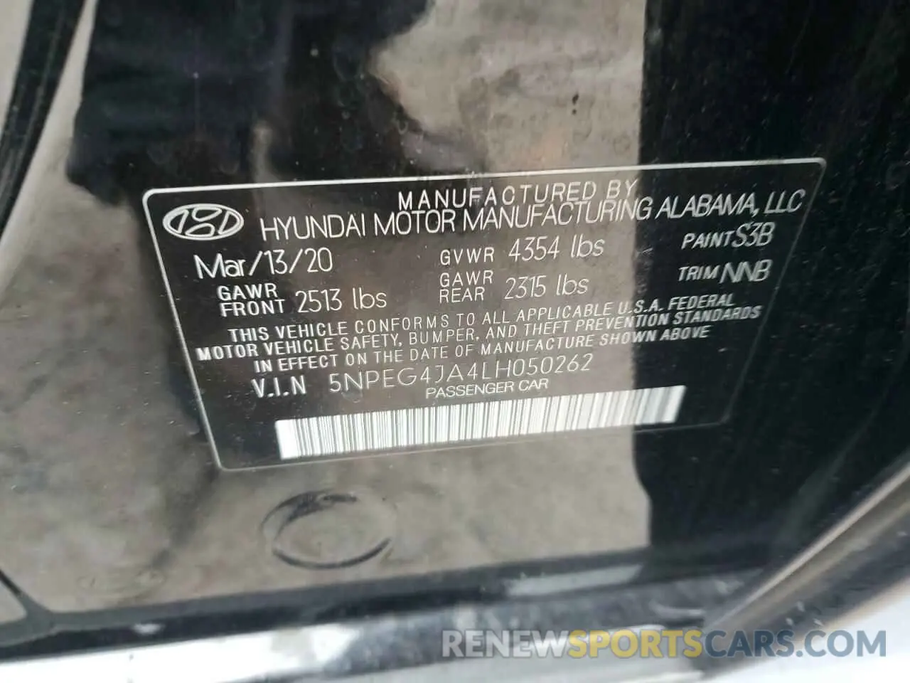 14 Photograph of a damaged car 5NPEG4JA4LH050262 HYUNDAI SONATA 2020