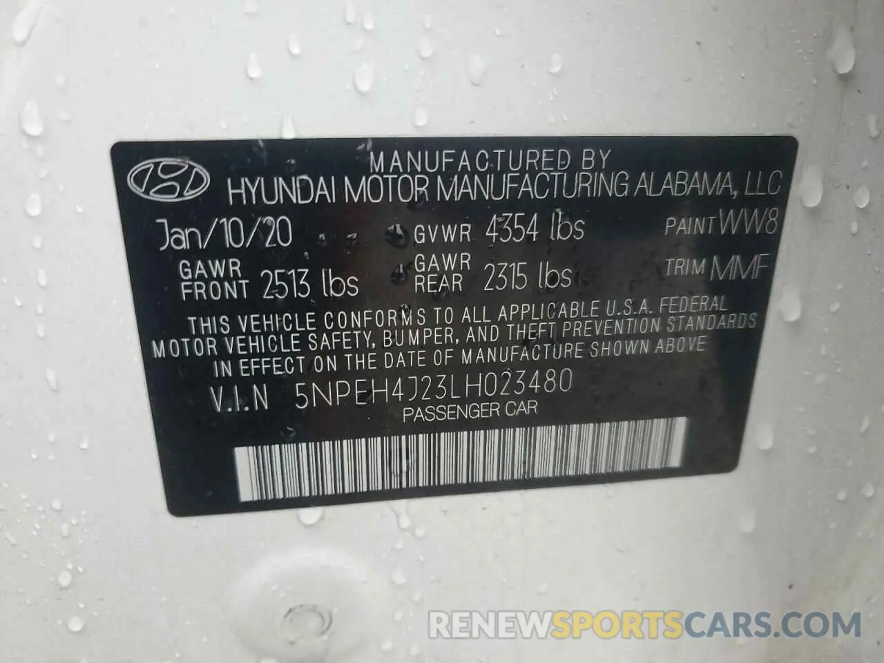 12 Photograph of a damaged car 5NPEH4J23LH023480 HYUNDAI SONATA 2020
