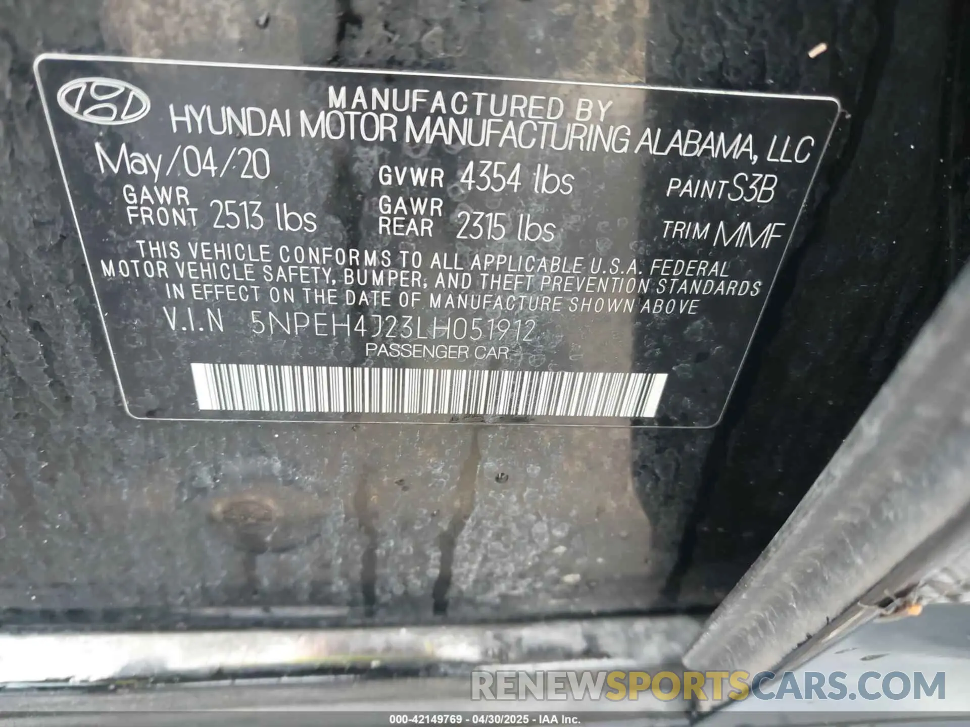 9 Photograph of a damaged car 5NPEH4J23LH051912 HYUNDAI SONATA 2020