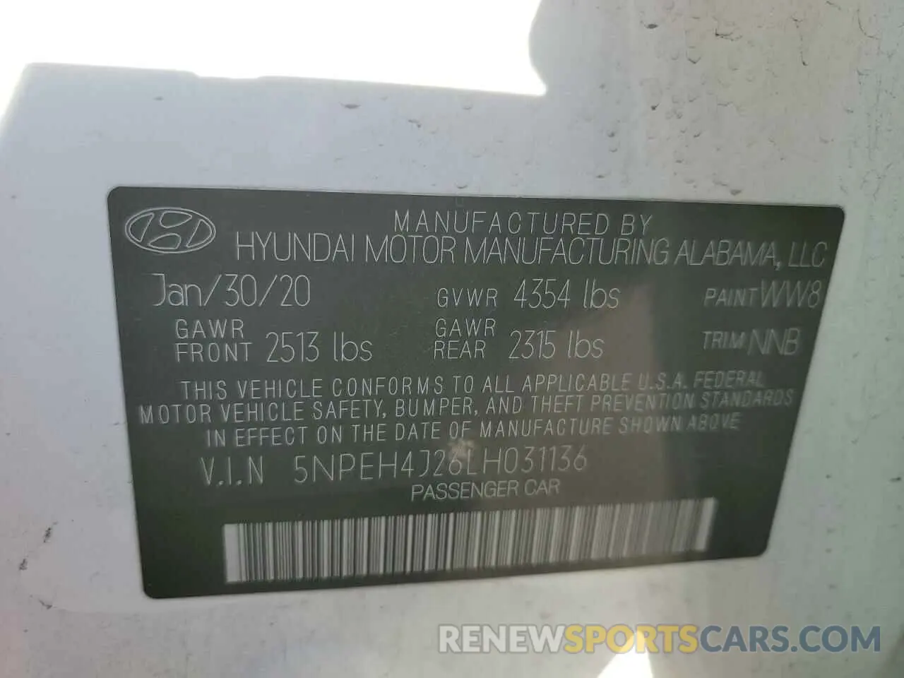 13 Photograph of a damaged car 5NPEH4J26LH031136 HYUNDAI SONATA 2020