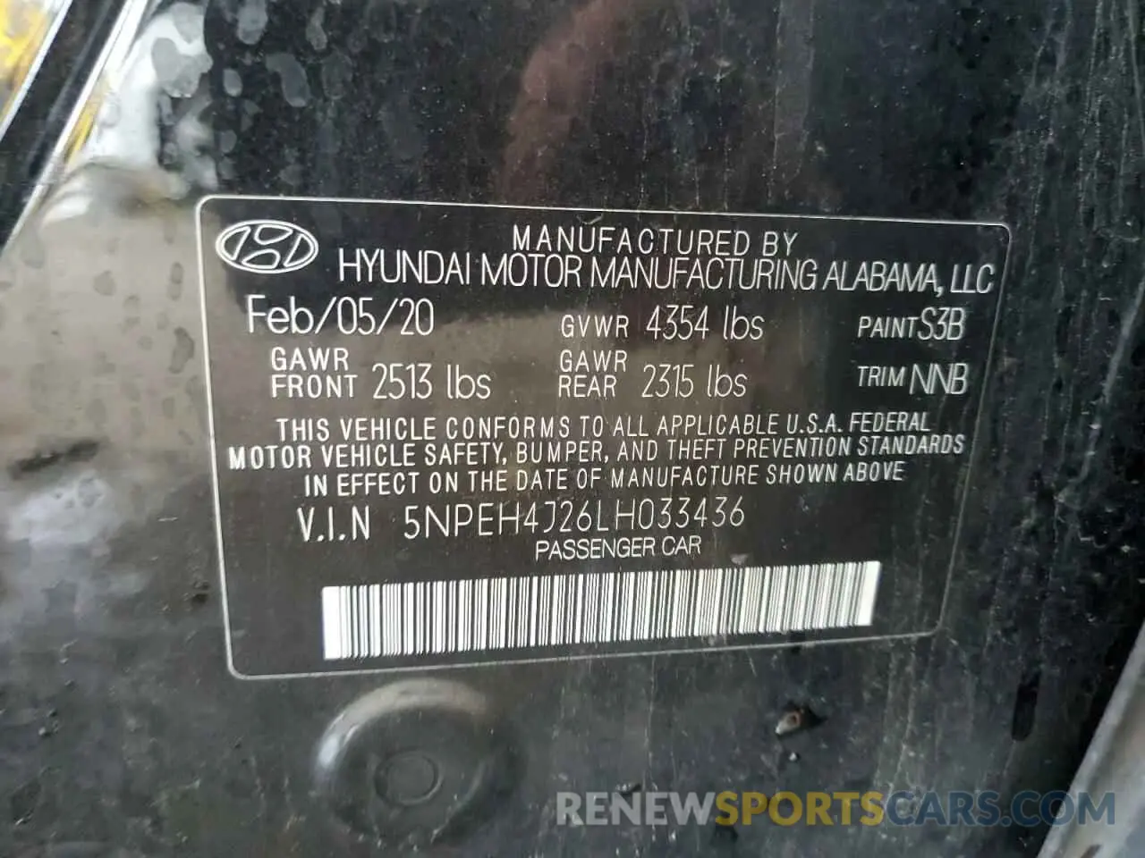 13 Photograph of a damaged car 5NPEH4J26LH033436 HYUNDAI SONATA 2020