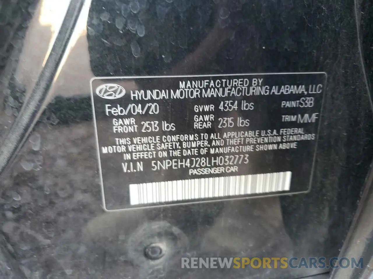 13 Photograph of a damaged car 5NPEH4J28LH032773 HYUNDAI SONATA 2020