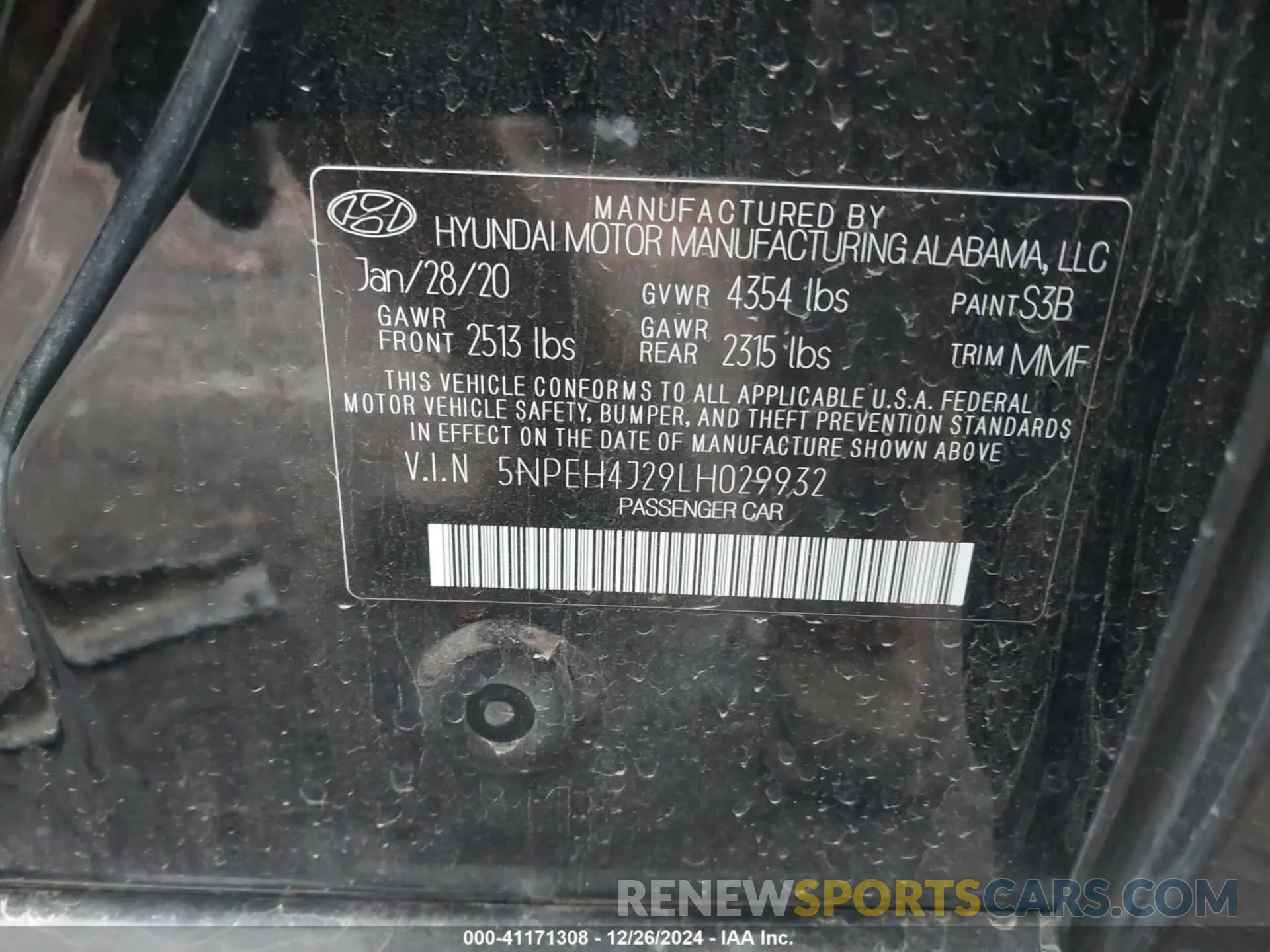 9 Photograph of a damaged car 5NPEH4J29LH029932 HYUNDAI SONATA 2020