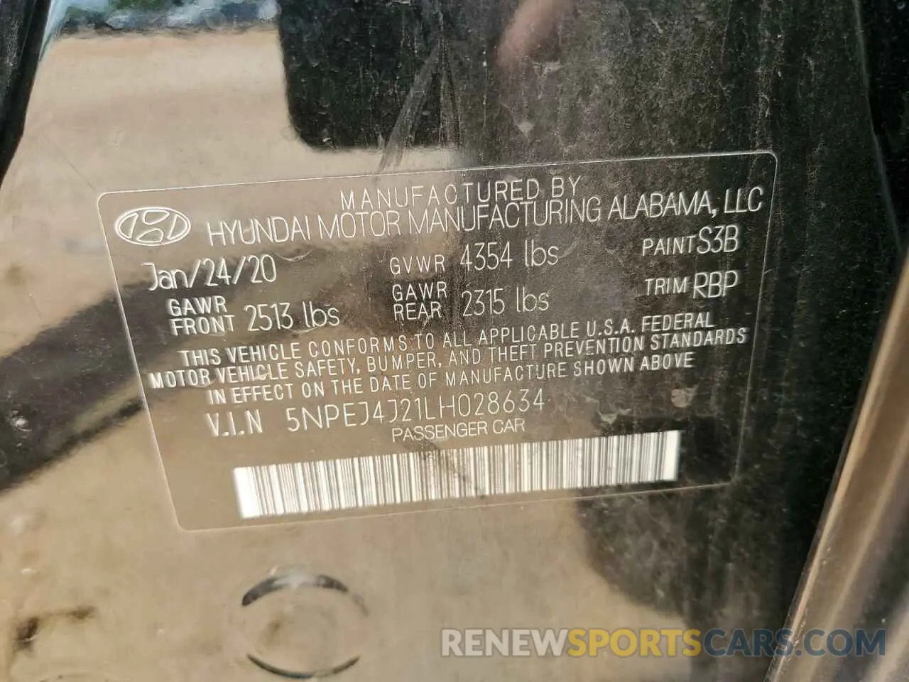 12 Photograph of a damaged car 5NPEJ4J21LH028634 HYUNDAI SONATA 2020