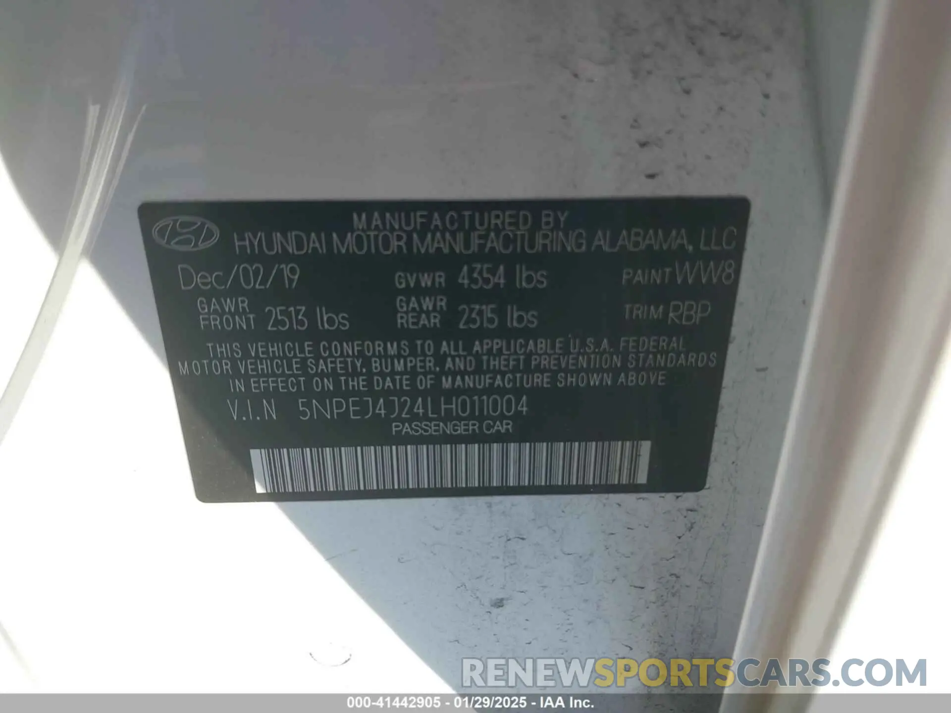 9 Photograph of a damaged car 5NPEJ4J24LH011004 HYUNDAI SONATA 2020