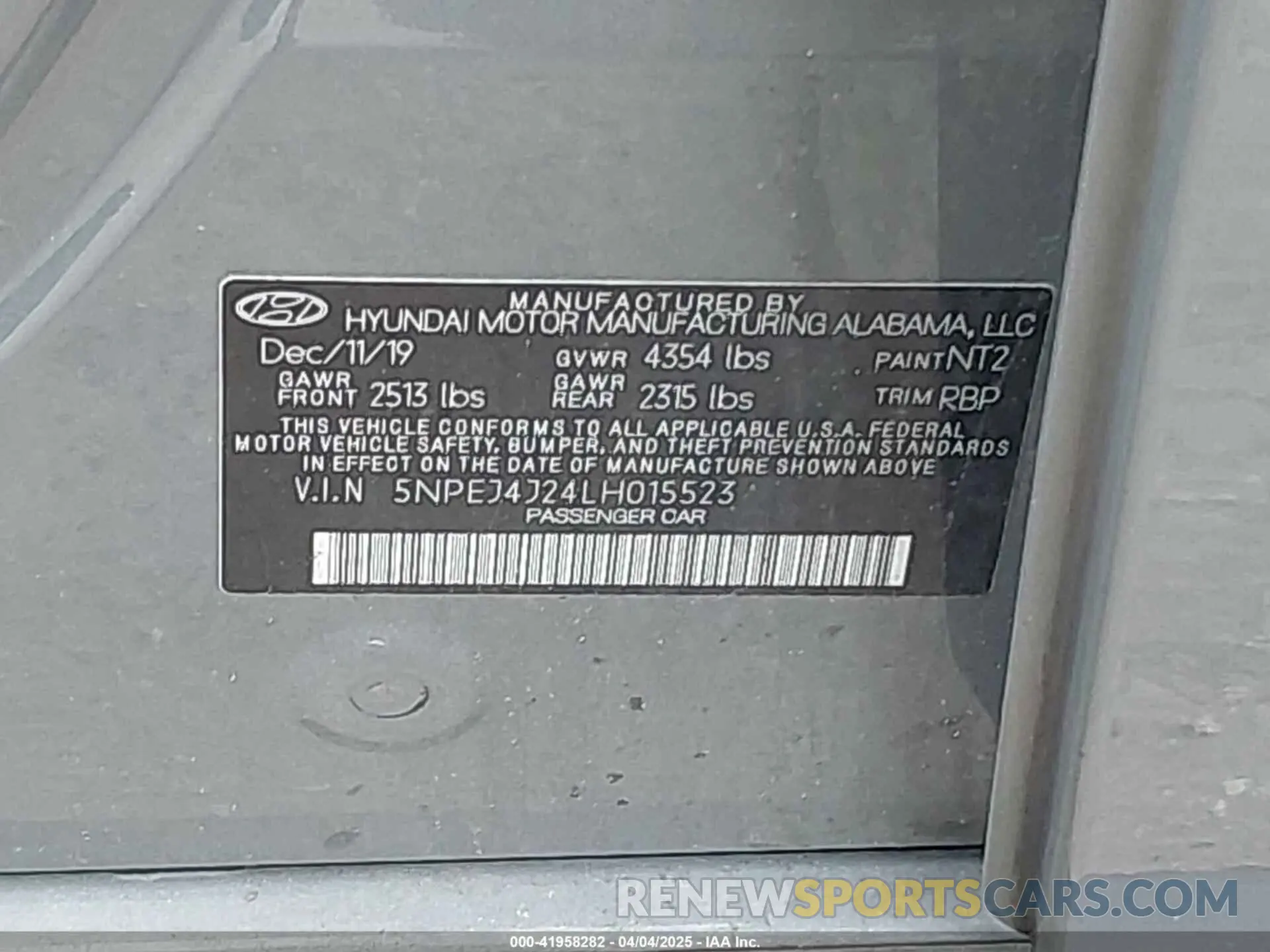 9 Photograph of a damaged car 5NPEJ4J24LH015523 HYUNDAI SONATA 2020