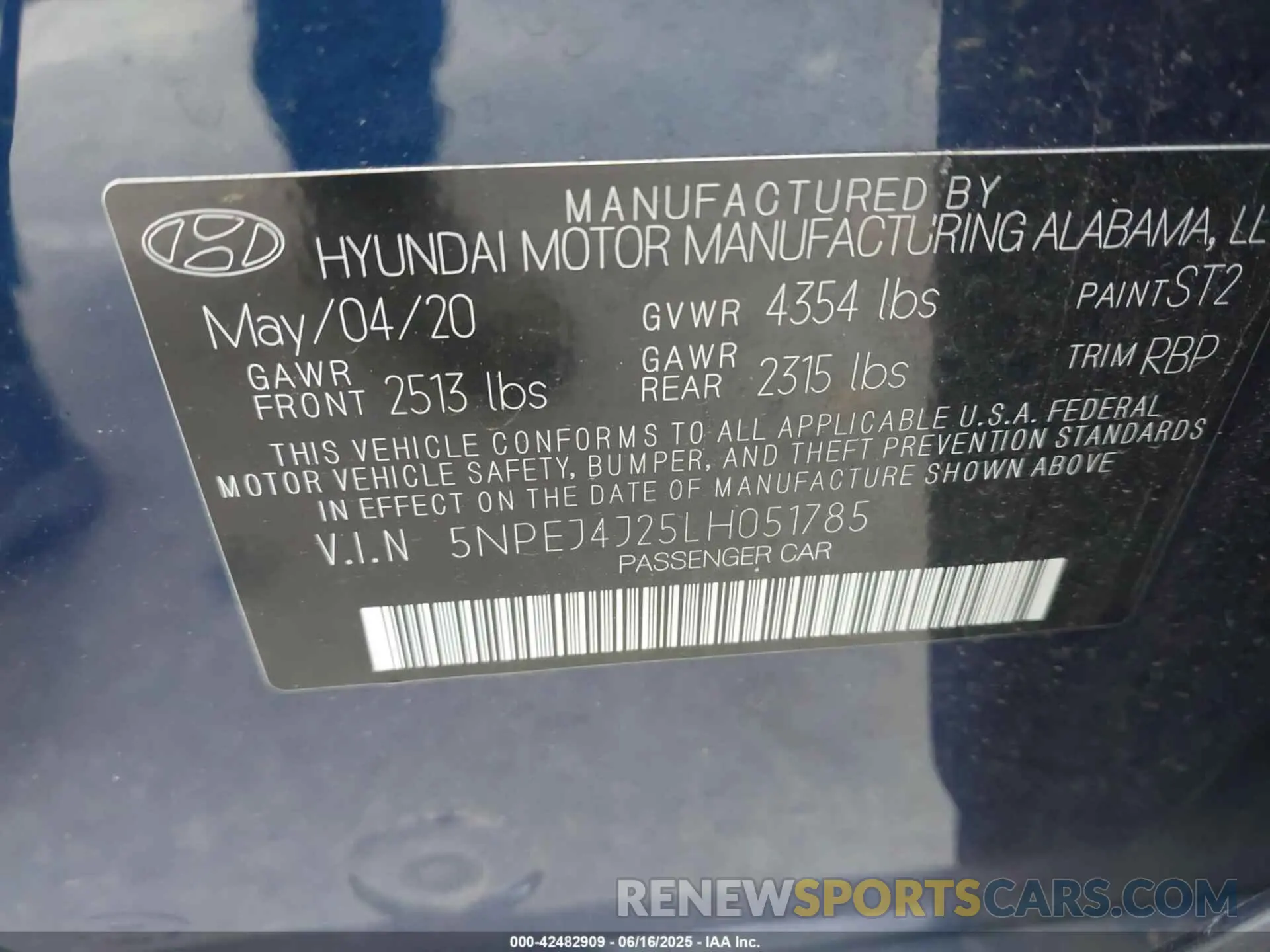 9 Photograph of a damaged car 5NPEJ4J25LH051785 HYUNDAI SONATA 2020